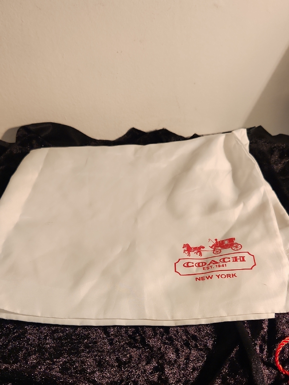 Coach White Dust Bag with Red Logo